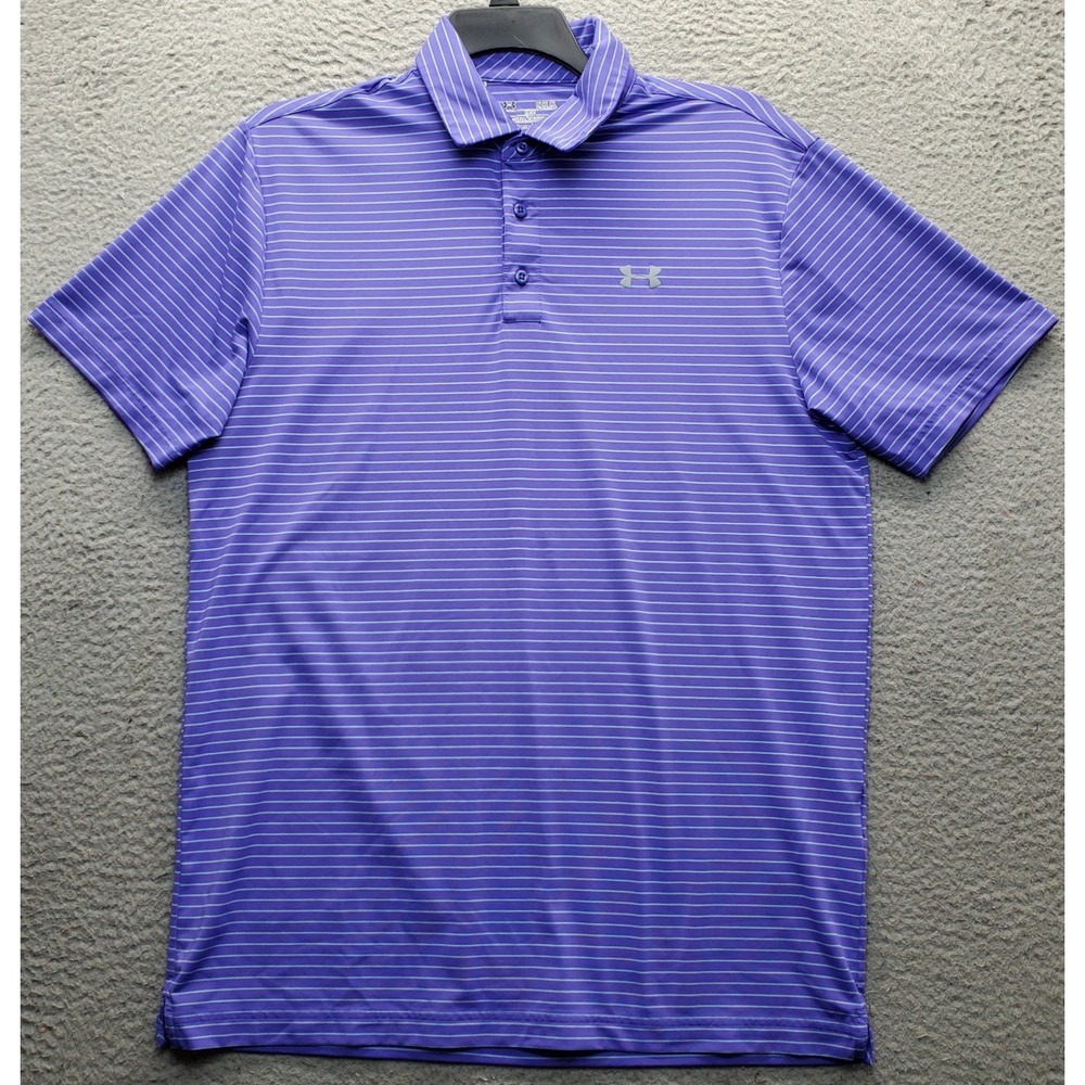 Under Armour Heatgear Golf Polo Shirt Mens L Multi Striped Short Sleeve Popover